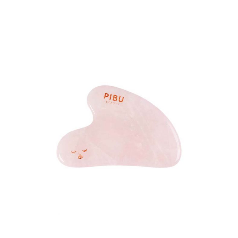 Pibu Rose Quartz Facial Roller & Gua Sha Set
